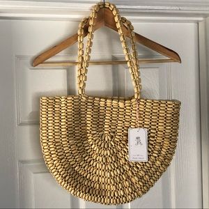 Rachel Ashwell Half Moon Wood Bead tote bag